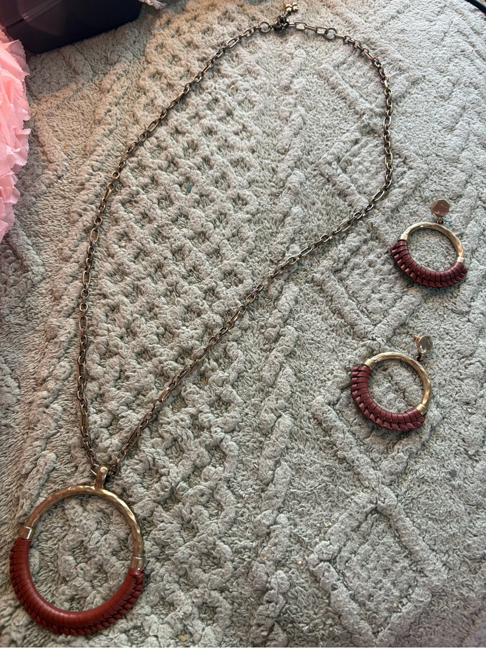 Patricia Nash Carmelina Leather Necklace & Earrings Set